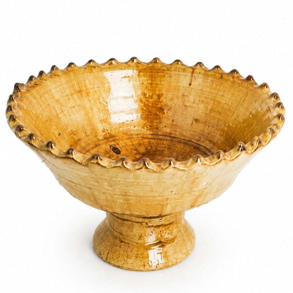 Handmade Ochre Tamegroute Ceramic Bowl – Authentic Moroccan Pottery
