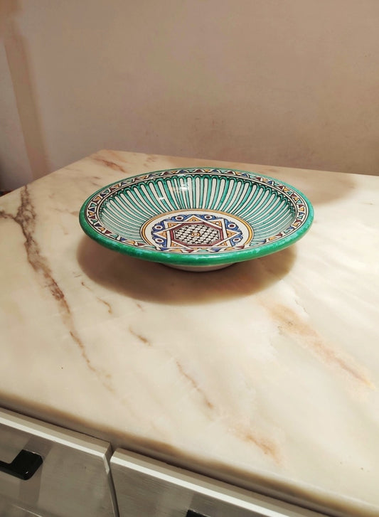 Hand-Painted Moroccan Ceramic Plate – Geometric Star Design