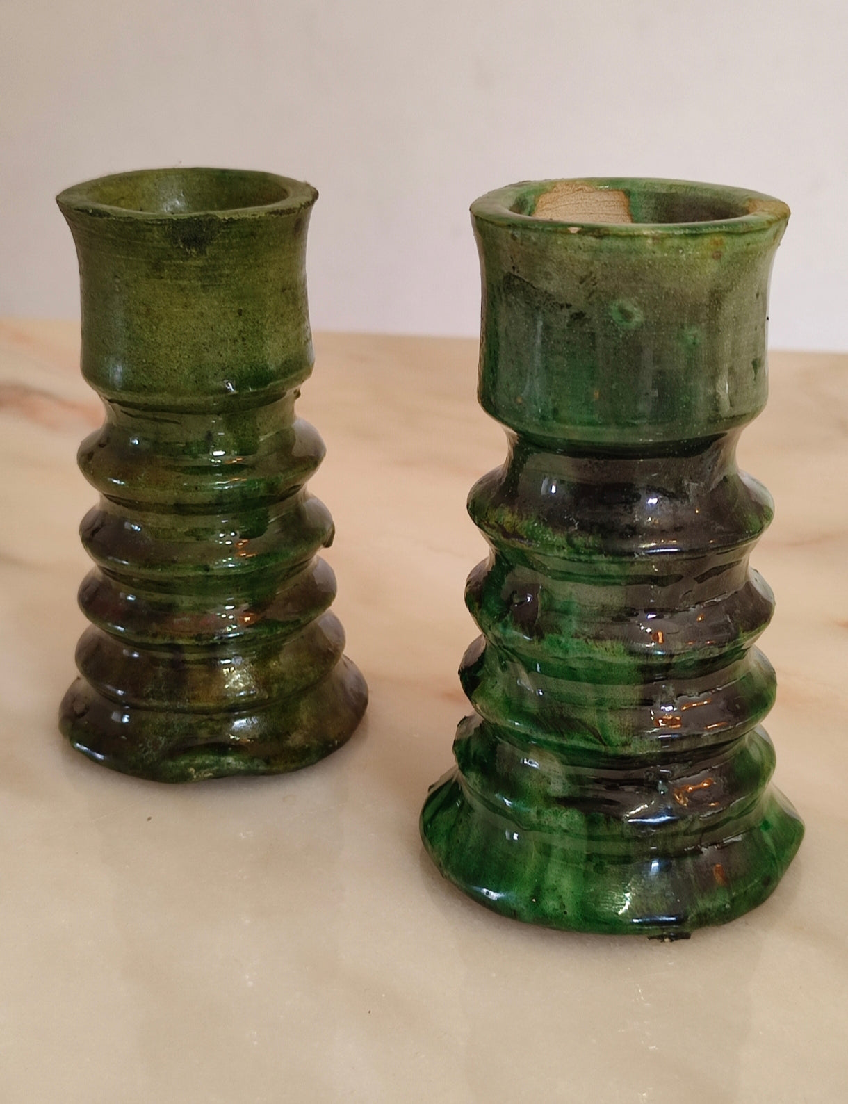 Handmade Tamegroute Green Ceramic Candle Holder – Moroccan Pottery