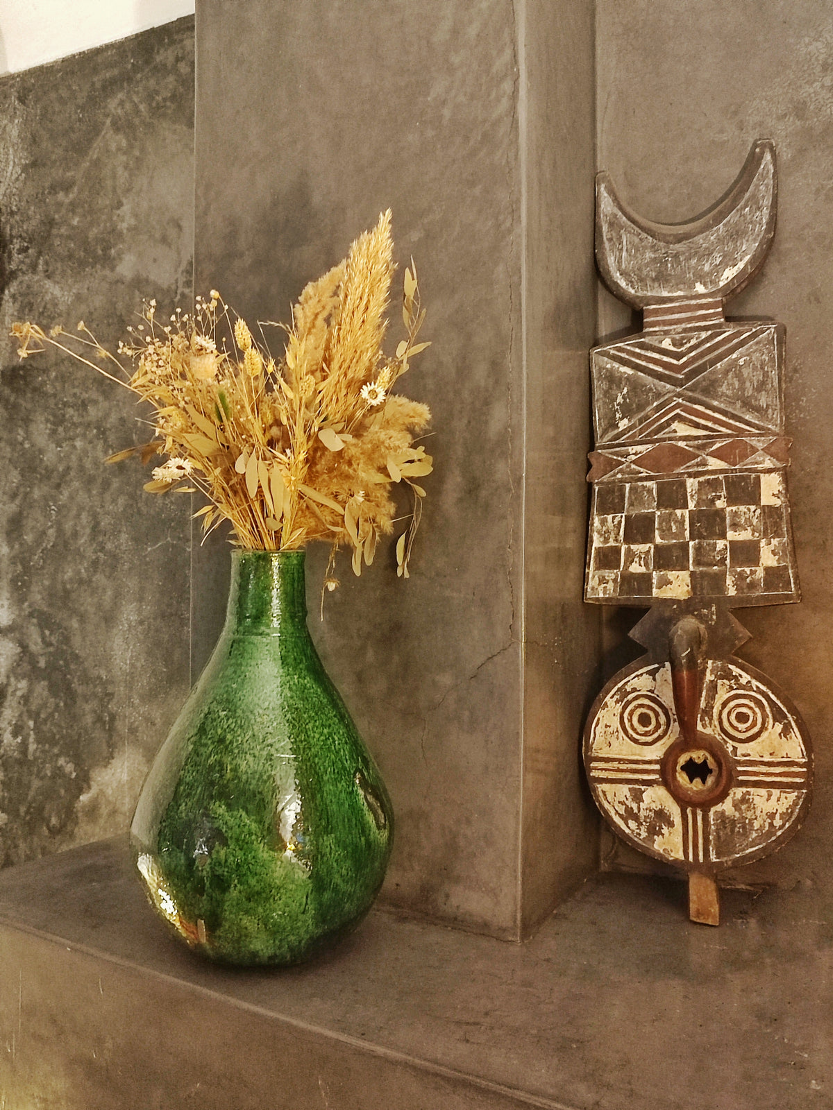 Large Green Tamegroute Vase – Handmade Moroccan Pottery Home Decor