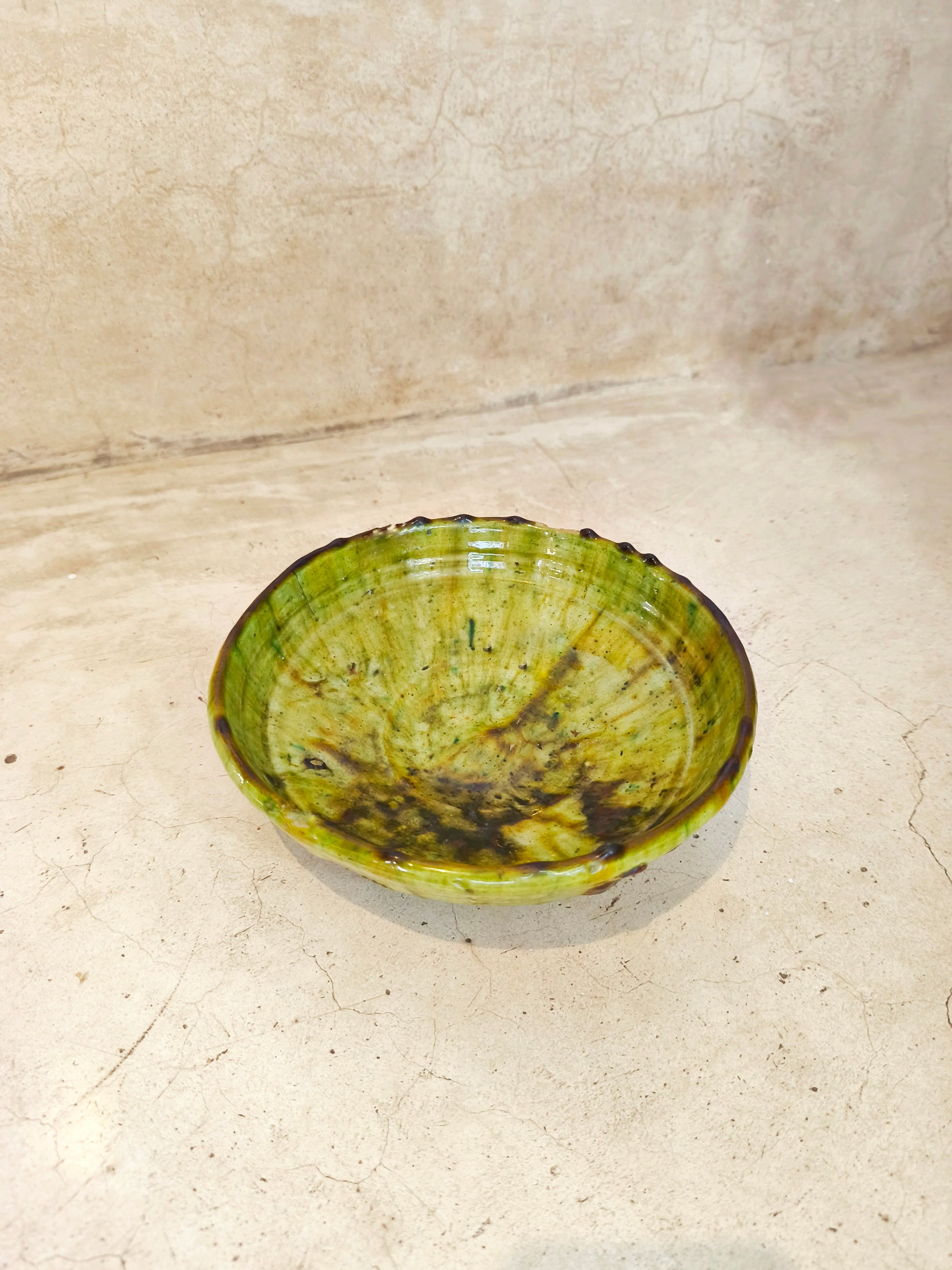 Handmade Green Tamegroute Ceramic Bowl – Moroccan Pottery from Zagora