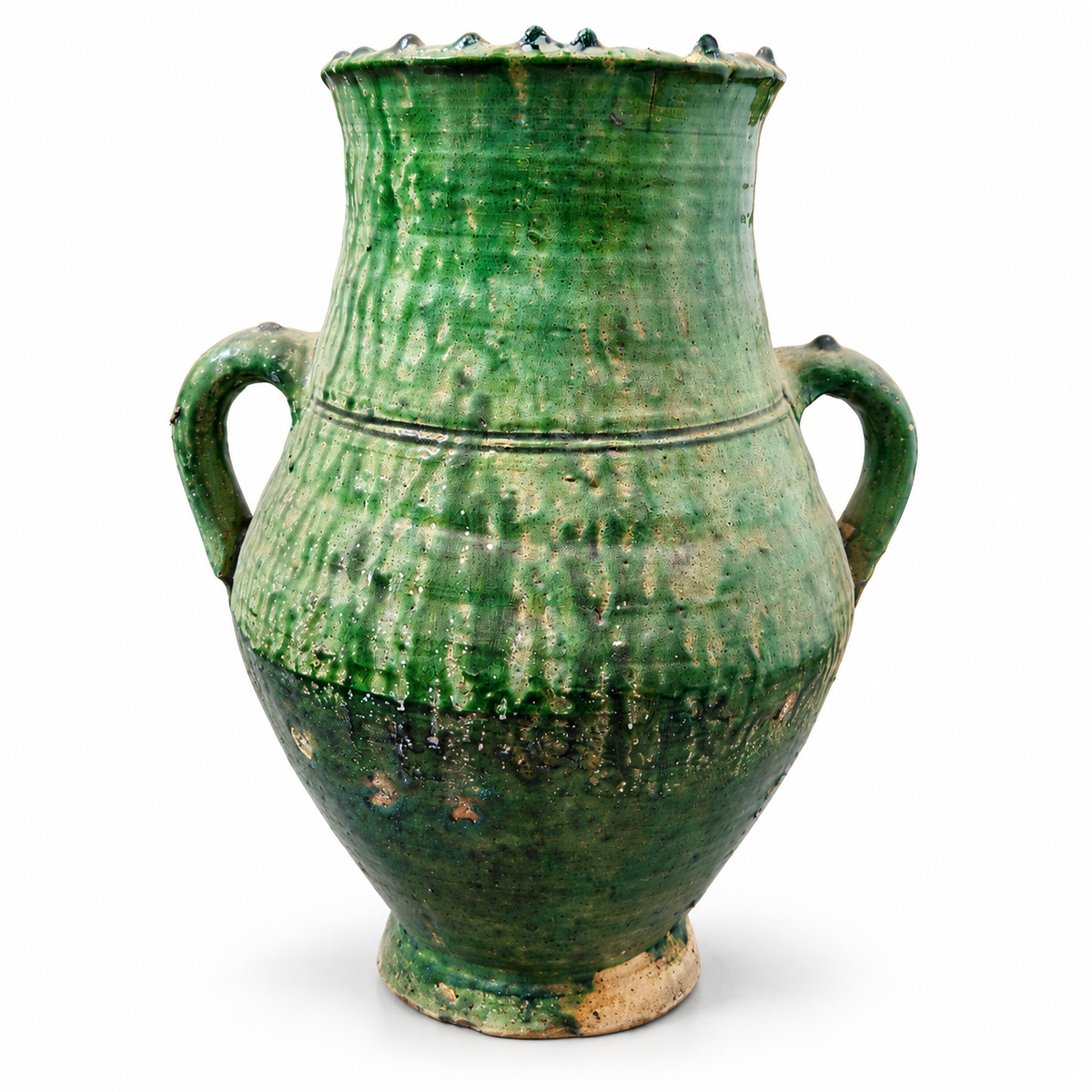 Tamegroute Two-Handled Ceramic Vase – Green or Ochre