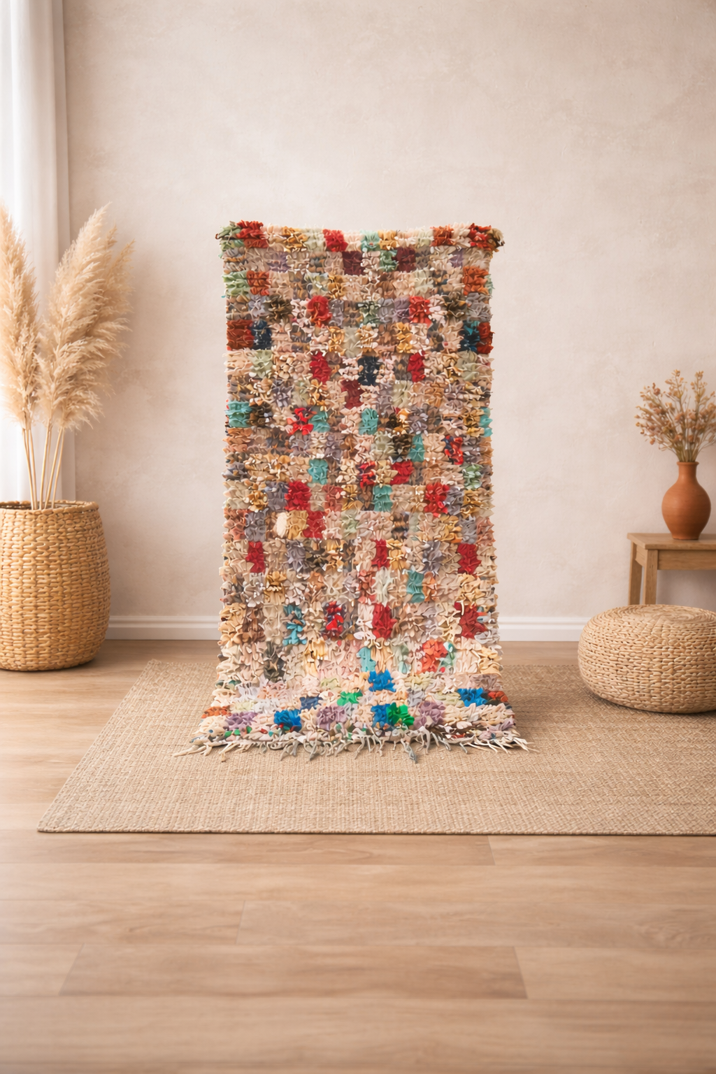 Handmade Moroccan Boucherouite Rug – Recycled Fabric Patchwork Rug