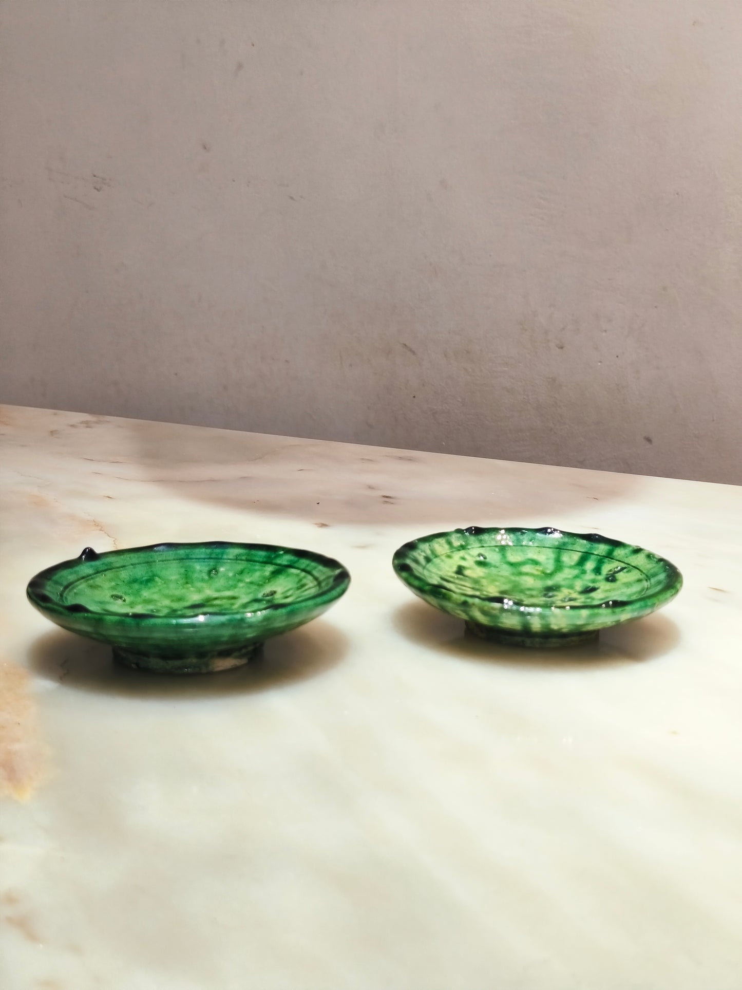Tamegroute Pottery Green Plate 12 cm – Handmade Moroccan Ceramic Dish
