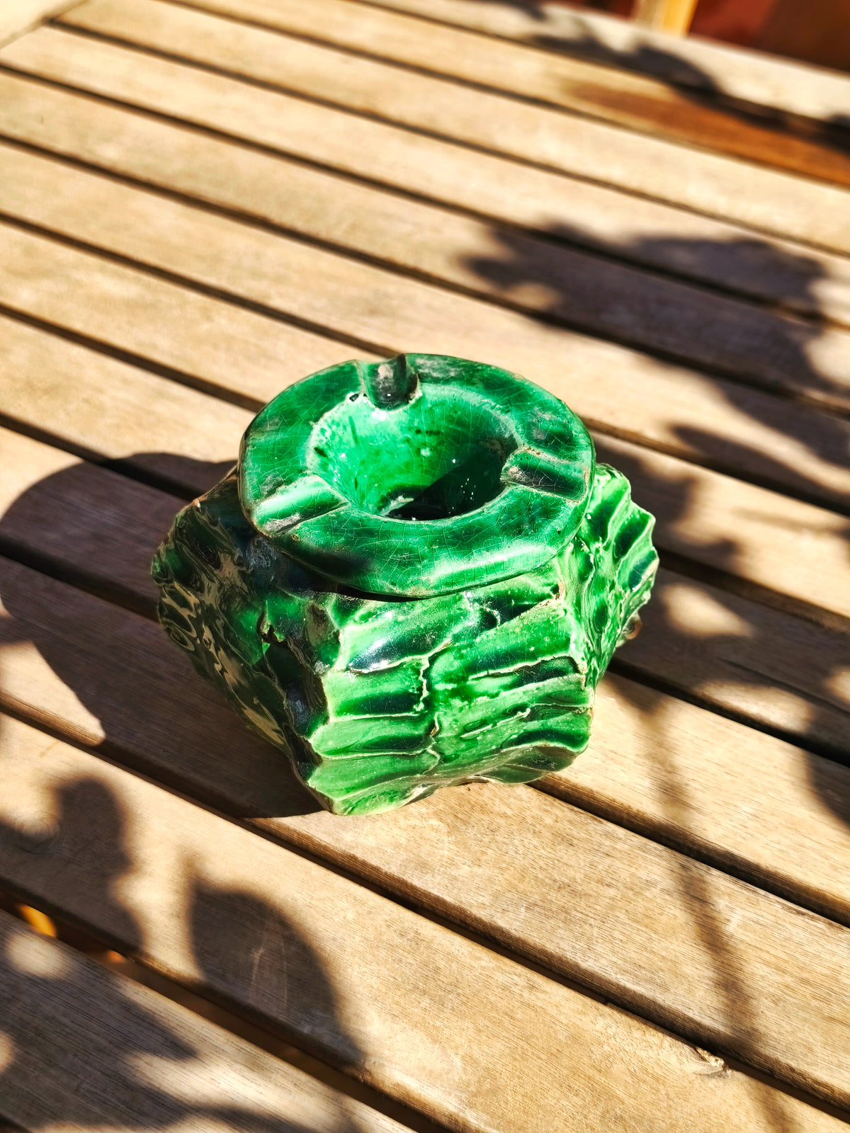 Green Ashtray, Tamegroute Cactus pottery Ashtray – Moroccan Pottery