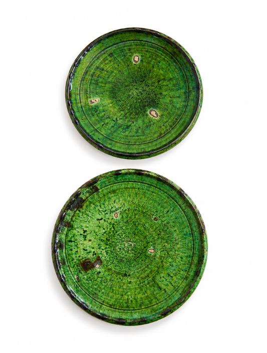 Tamegroute Green Ceramic serving Plate 25 cm – Handmade Moroccan Pottery Decor