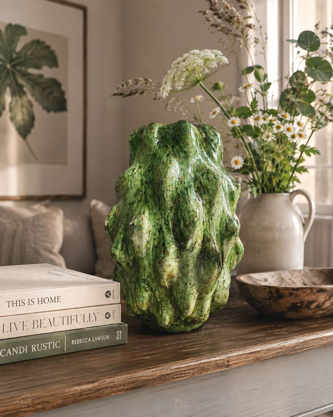 Corona Tamegroute Vase – Handcrafted Moroccan Green Glazed Pottery | 35–40 cm