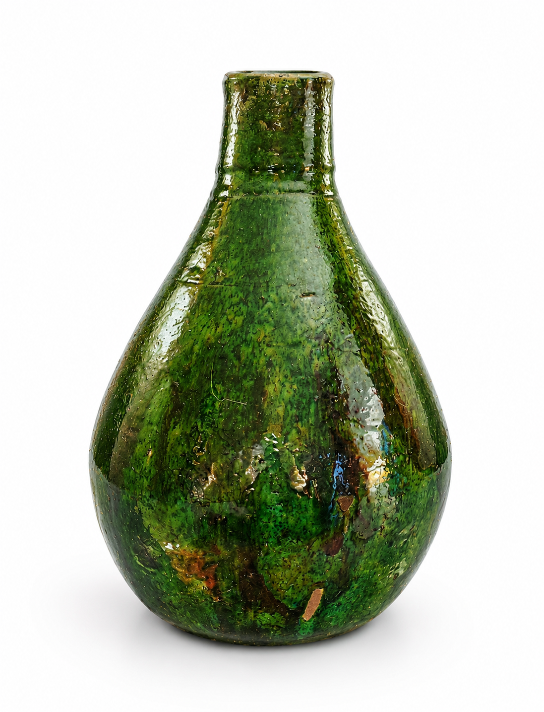 Large Green Tamegroute Vase – Handmade Moroccan Pottery Home Decor