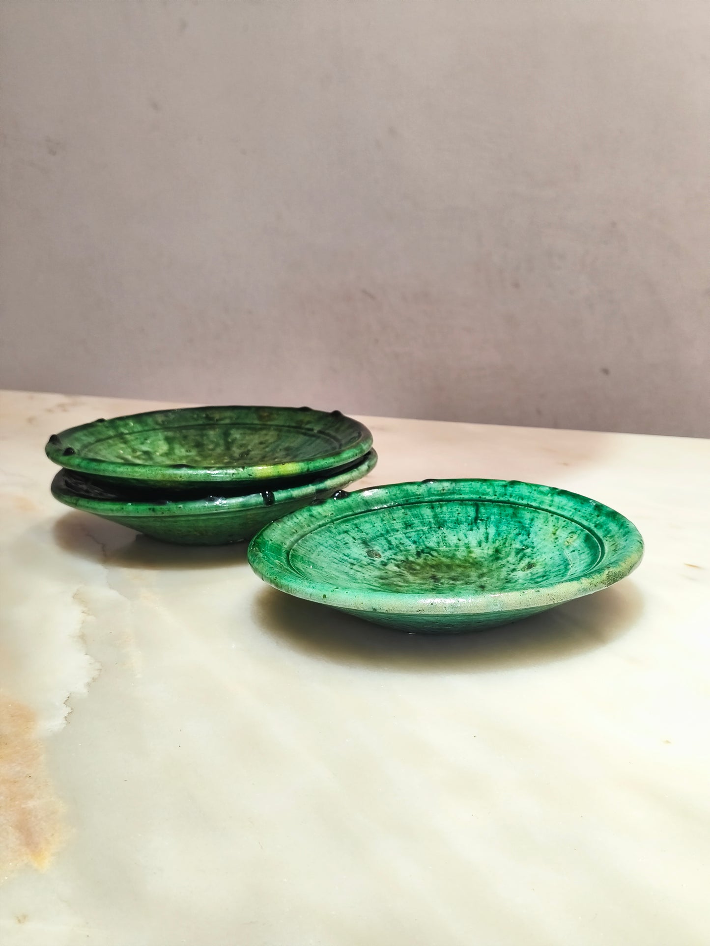 Moroccan Tamegroute Ceramic Plate – 20 cm Handmade Green Pottery Dish