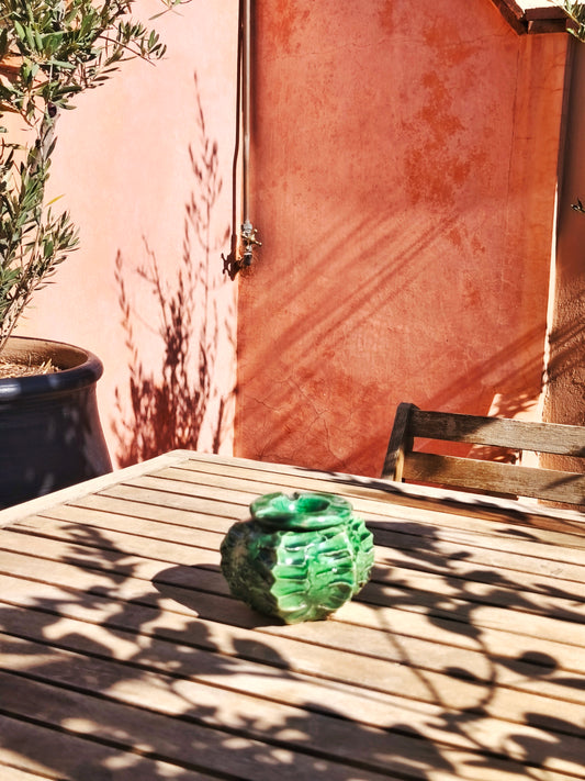 Green Tamegroute cactus Ceramic Ashtray – Green Moroccan Pottery