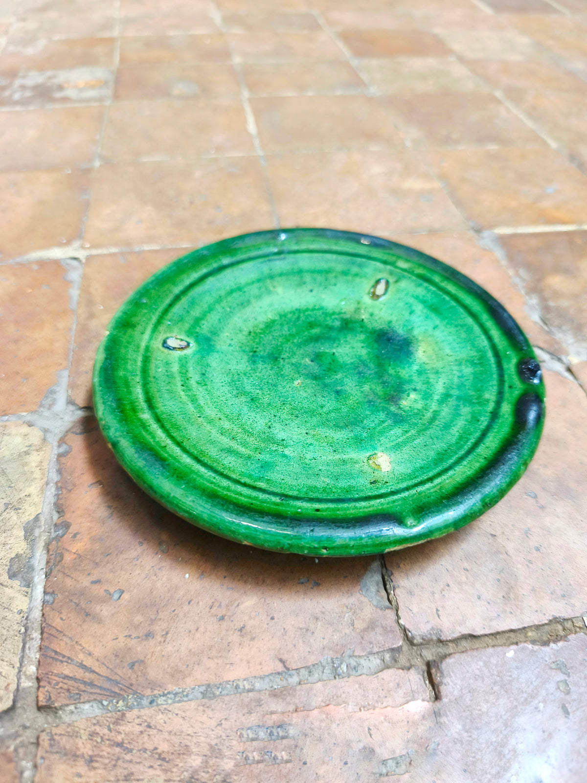 Tamegroute Green Pottery Plate – 12–13 cm Handmade Moroccan Ceramic Dish