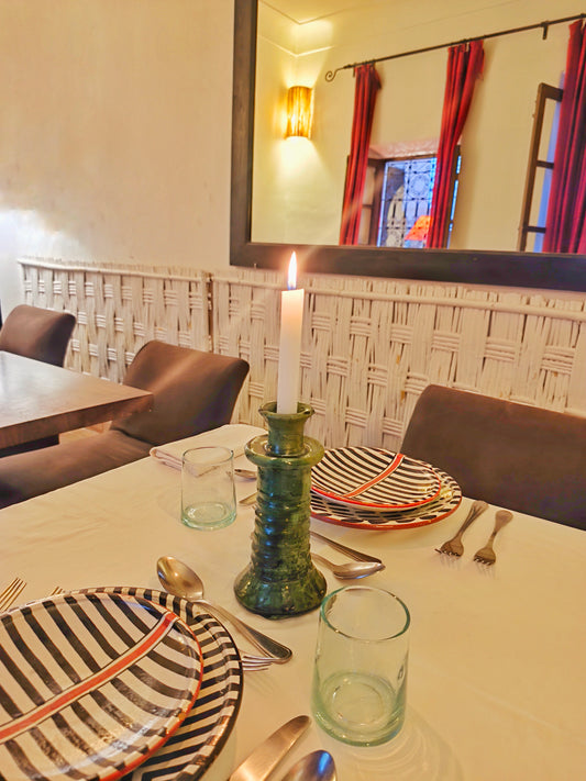 Handcrafted Green Tamegroute Candle Holders – Authentic Moroccan Pottery candle holder