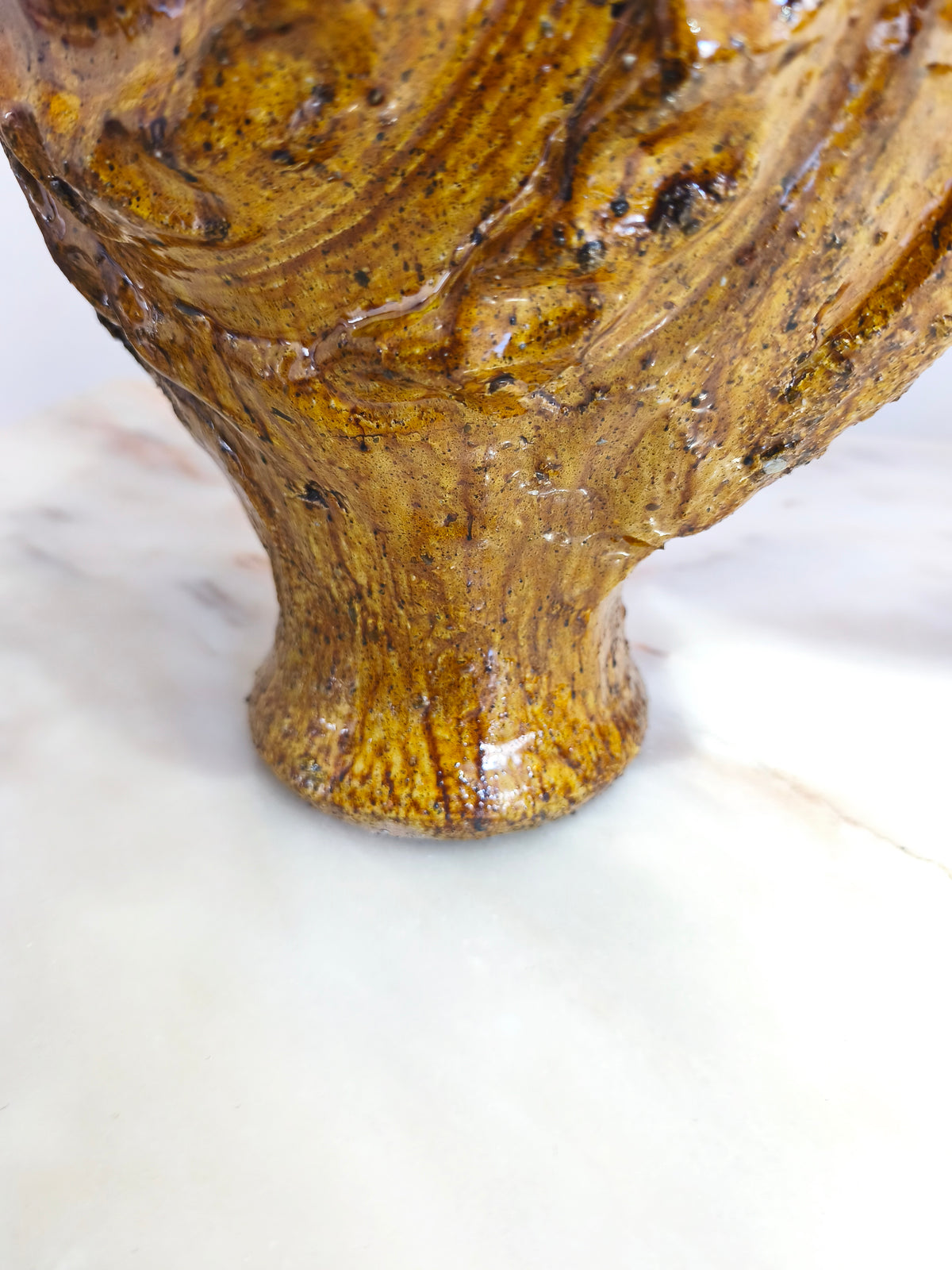 Handmade Tamegroute Ceramic Candle Holder – Gold & Black Moroccan Pottery