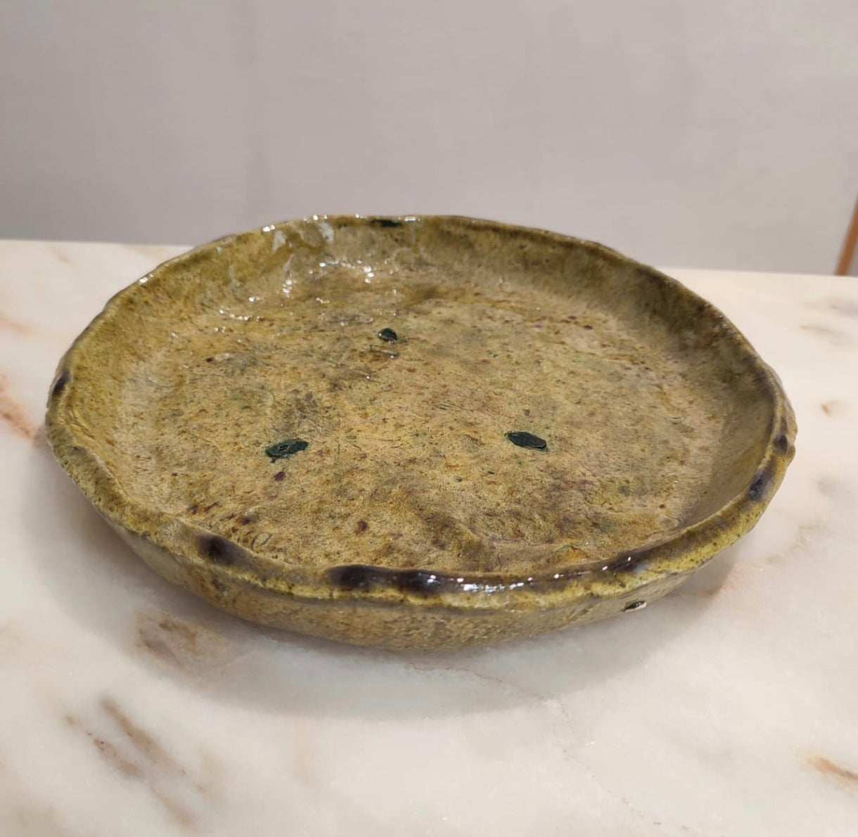 Temegroute yellowish ceramic Boho plate- Moroccan ceramic