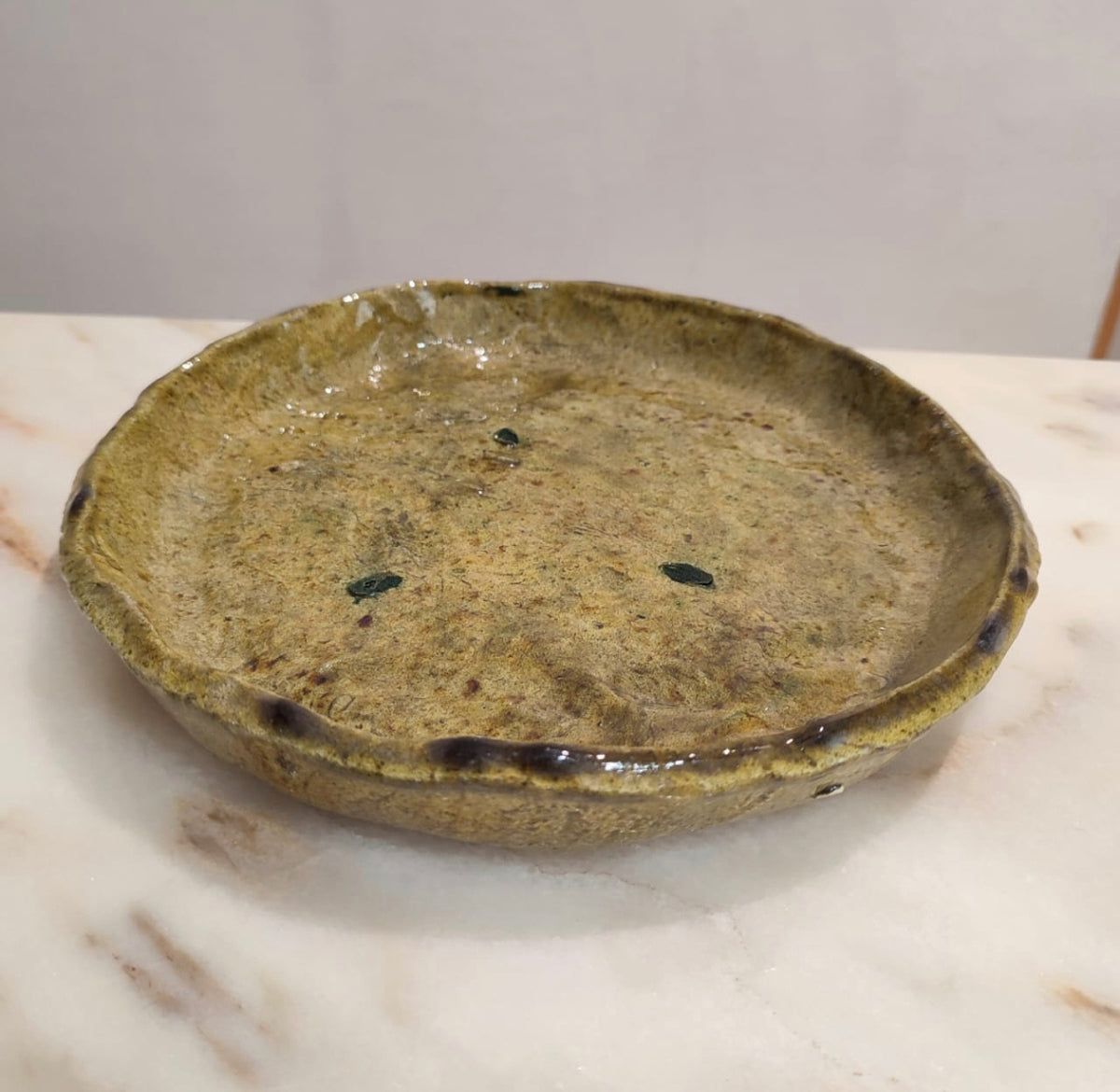 Tamegroute Ochre Ceramic Boho Plate – Handmade Moroccan Pottery
