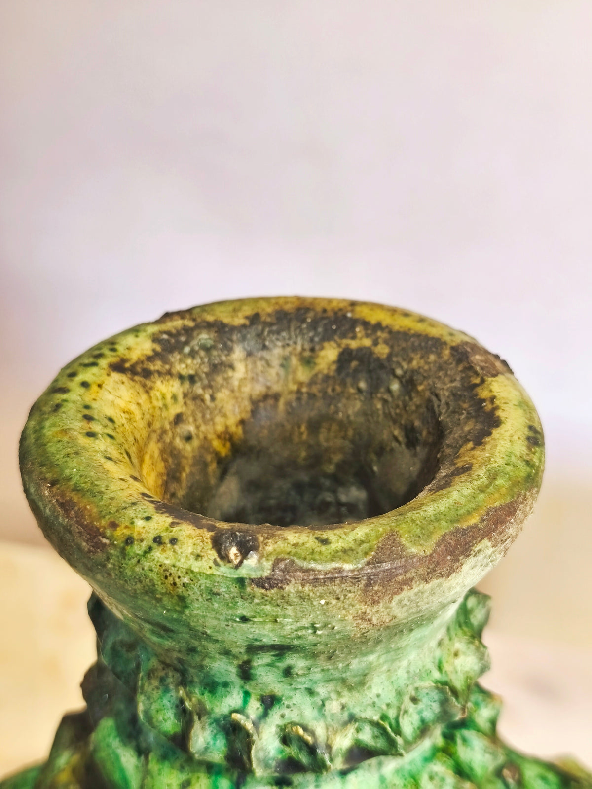 Handmade Green Tamegroute Ceramic Candle Holder – 50 cm Moroccan Boho Decor
