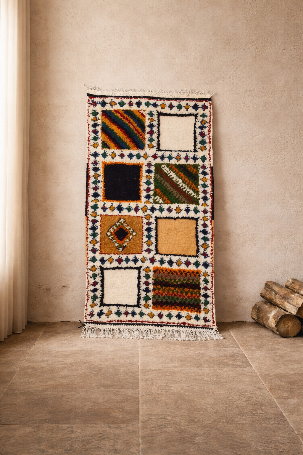 Handmade Sahara Wool Area Rug – Moroccan Berber Textile