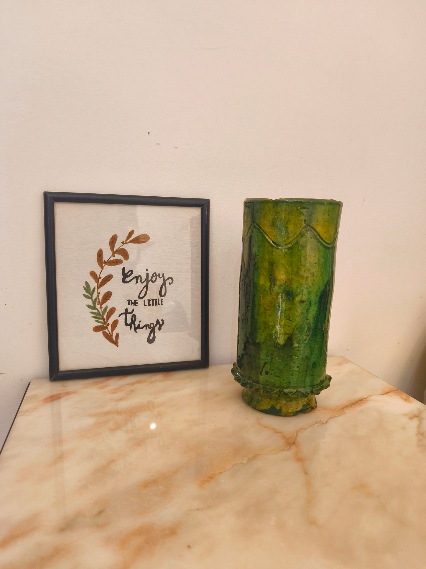Handmade Green Tamegroute Vase – Authentic Moroccan Pottery from the Sahara