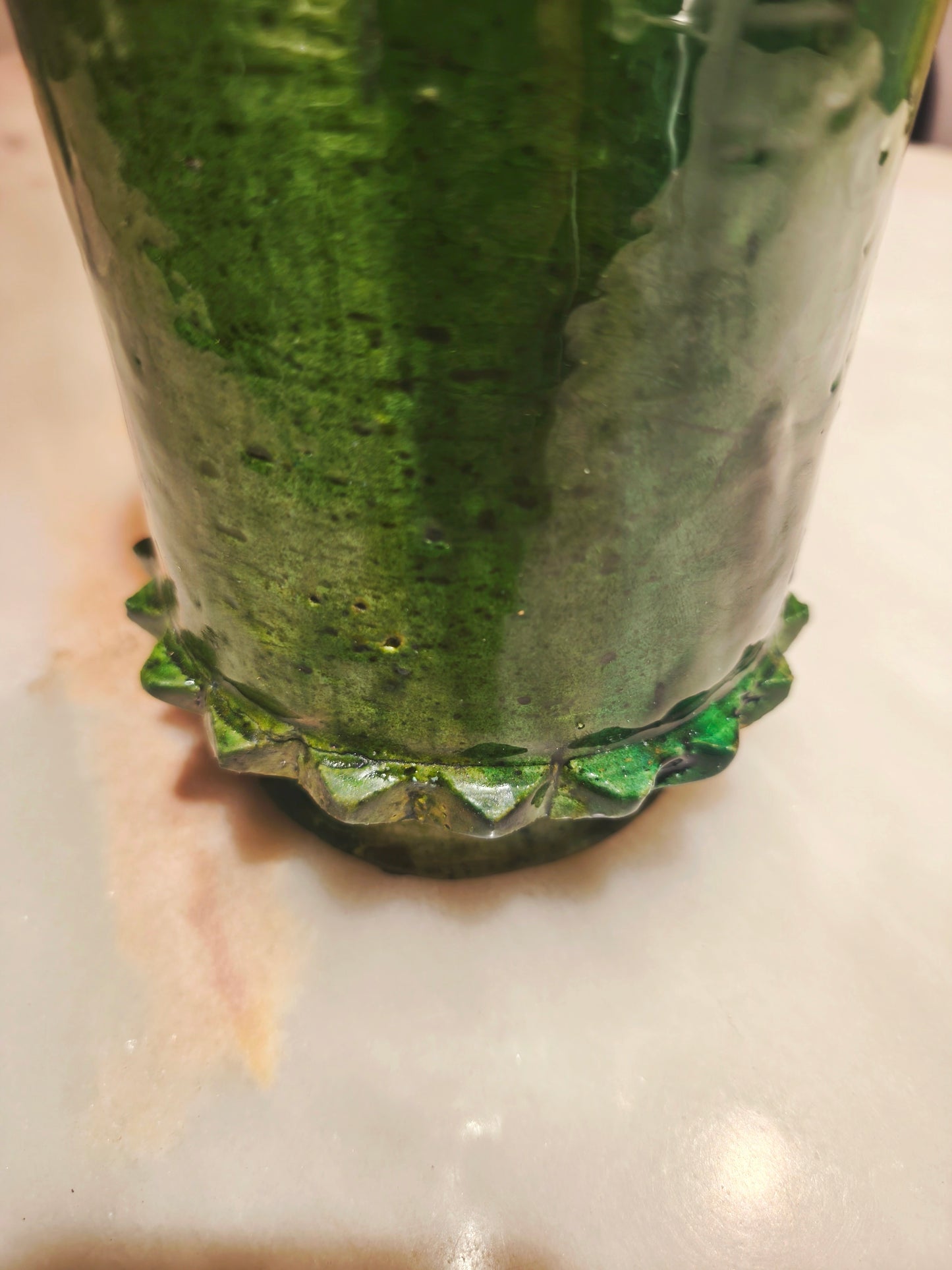 Handmade Green Tamegroute Vase – Authentic Moroccan Pottery from the Sahara