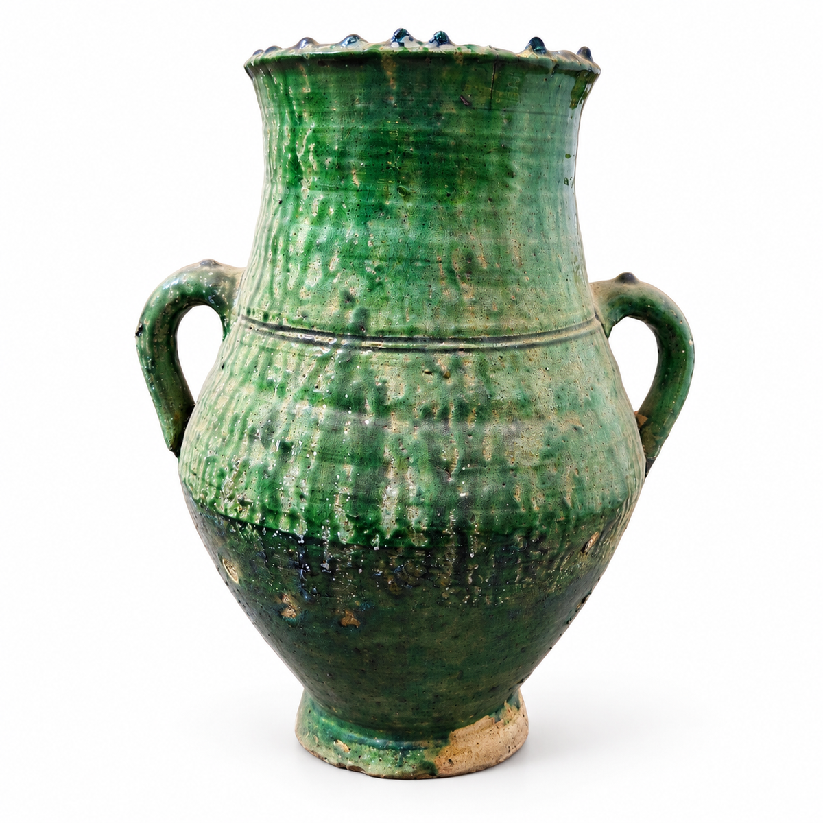 Tamegroute Two-Handled Ceramic Vase – Green or Ochre