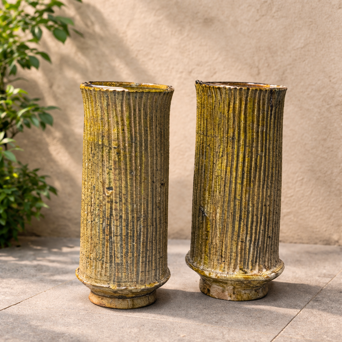 Gold Tamegroute Ceramic Vase – Boho Moroccan Pottery