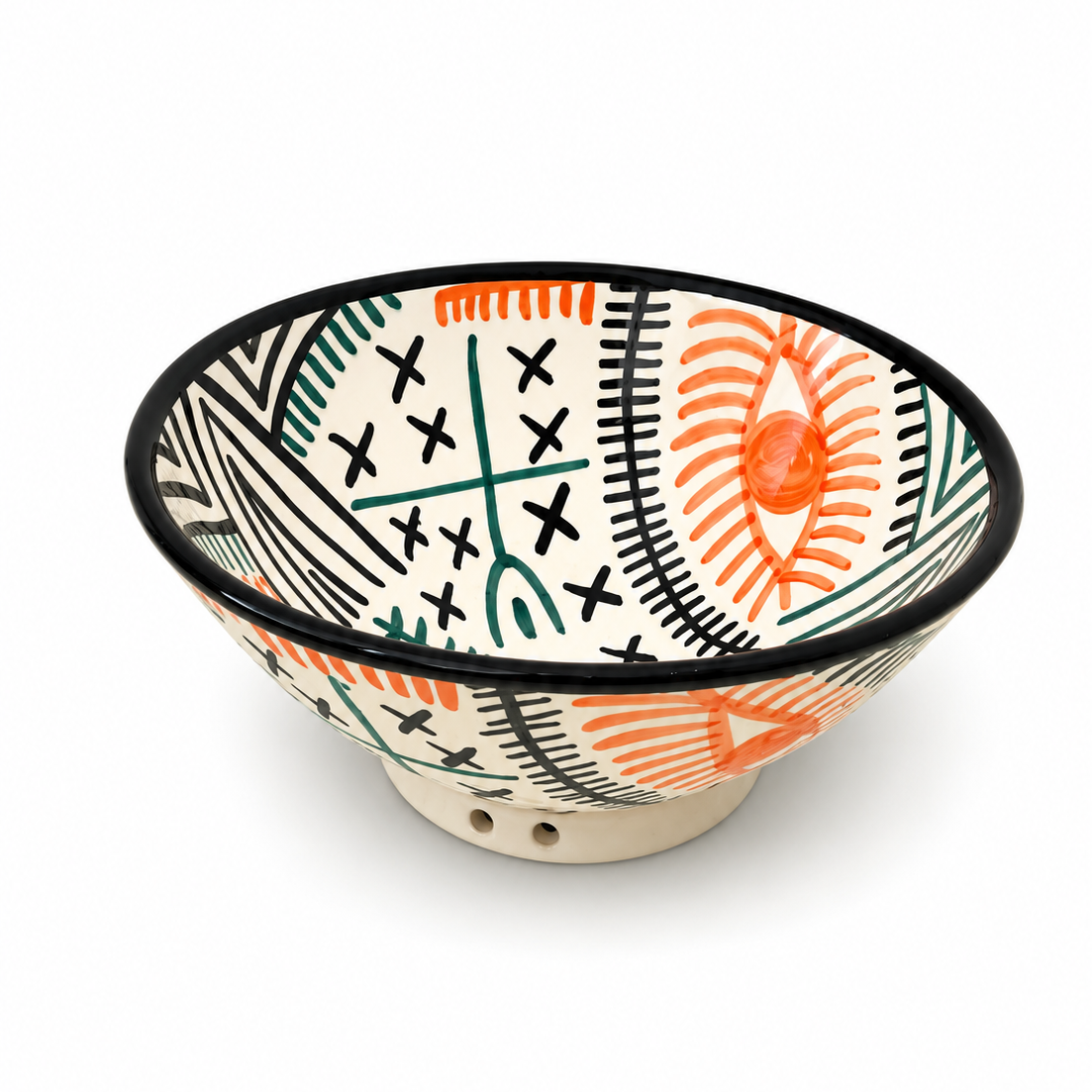 Handmade Tamegroute Berber Eye Bowl – 25 cm Moroccan Ceramic