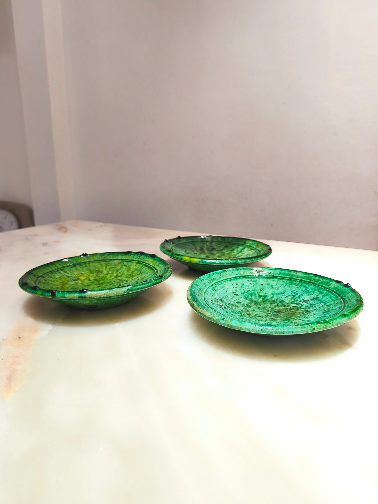 Moroccan Tamegroute Ceramic Plate – 20 cm Handmade Green Pottery Dish