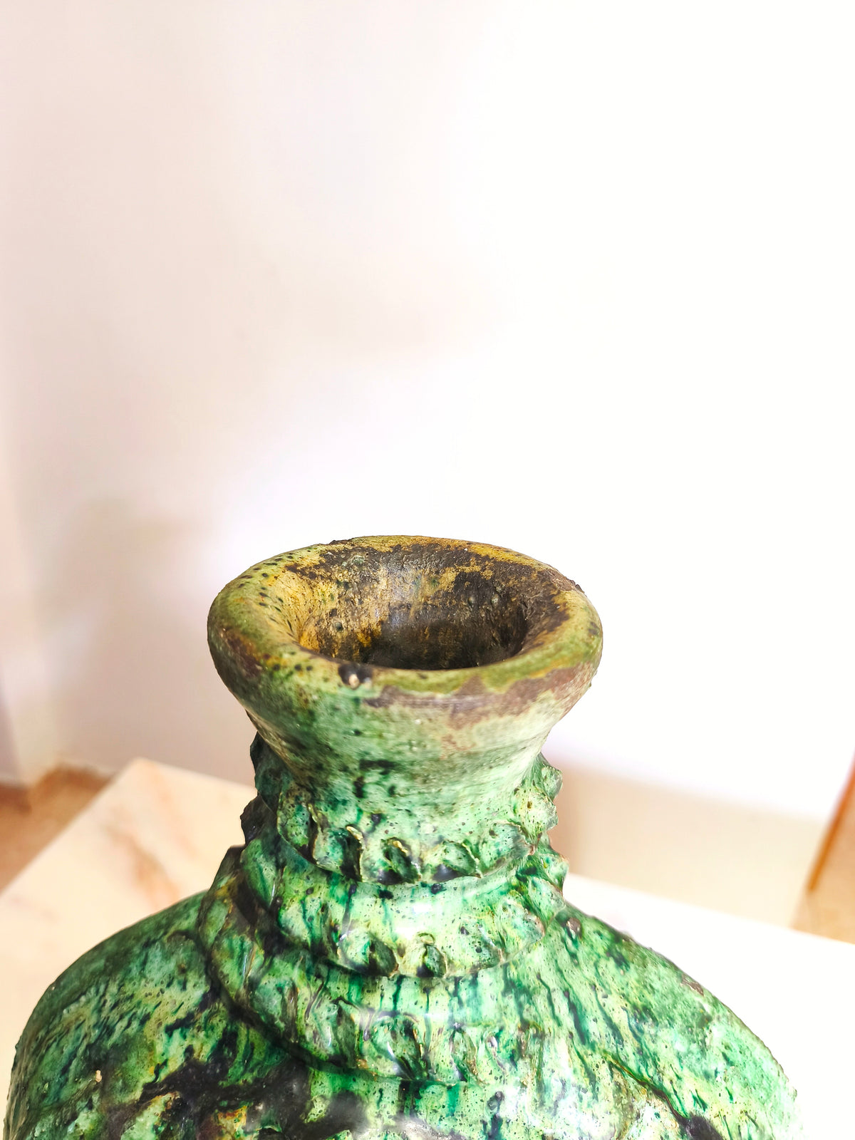 Handmade Green Tamegroute Ceramic Candle Holder – 50 cm Moroccan Boho Decor