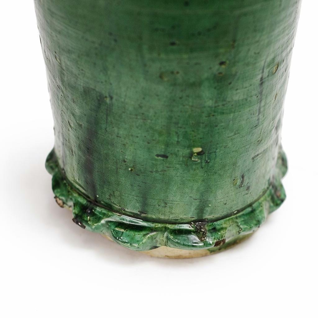 Handmade Moroccan Ceramic Green Vase – 35 cm Authentic Tamegroute Pottery