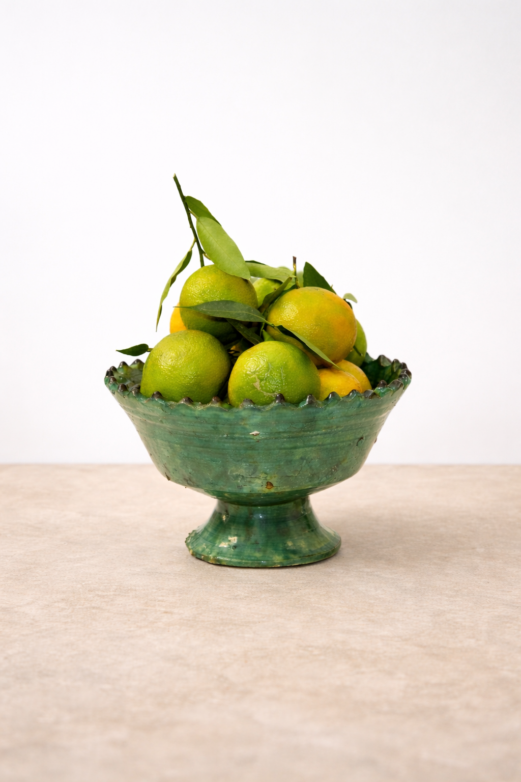 Handmade Tamegroute Green Footed Bowl – 15 cm Moroccan Ceramic