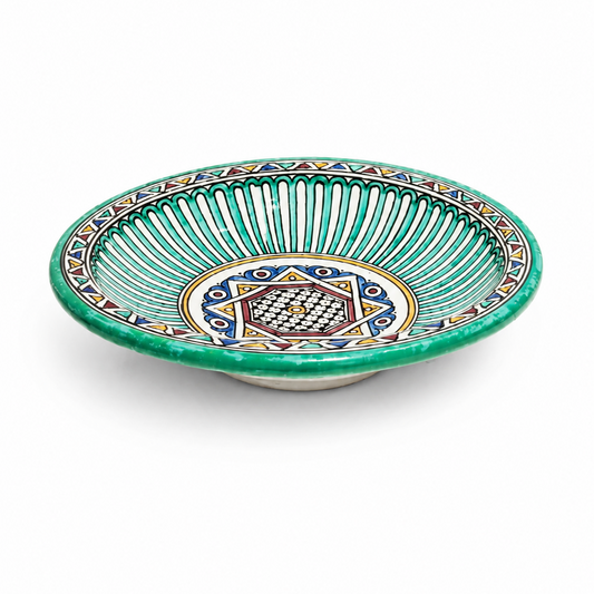 Hand-Painted Moroccan Ceramic Plate – Geometric Star Design - Ceramic Wall Decor