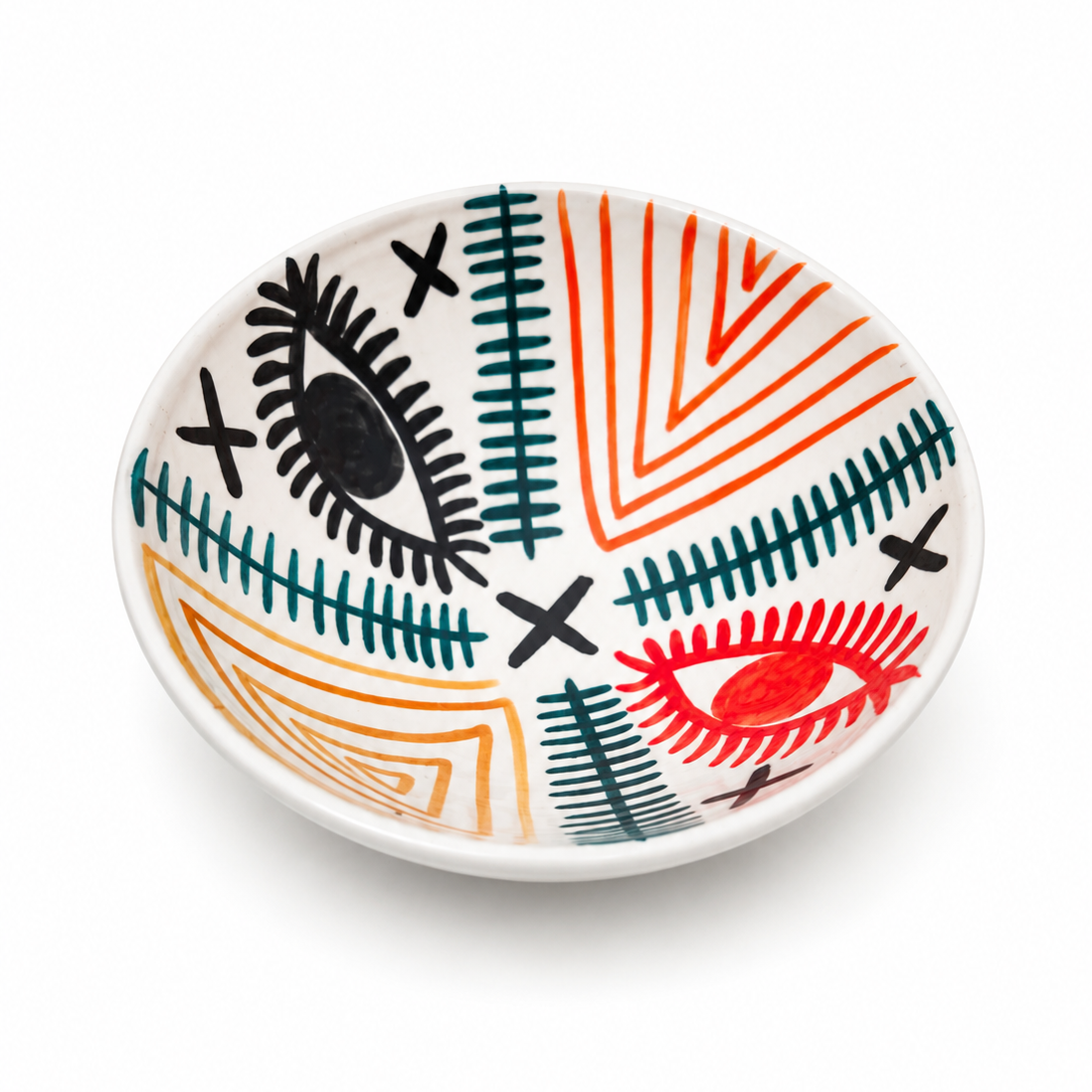 Moroccan Hand-Painted Berber Eye Bowl – 20 cm Tamegroute Pottery