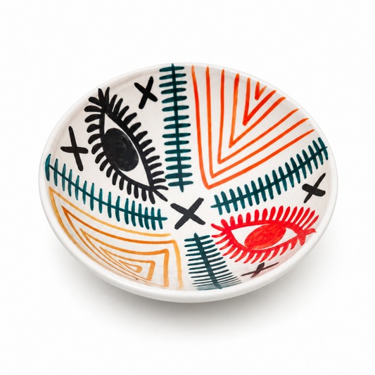 Moroccan Hand-Painted Eye Bowl | Berber Tamegroute Pottery - 20 Cm