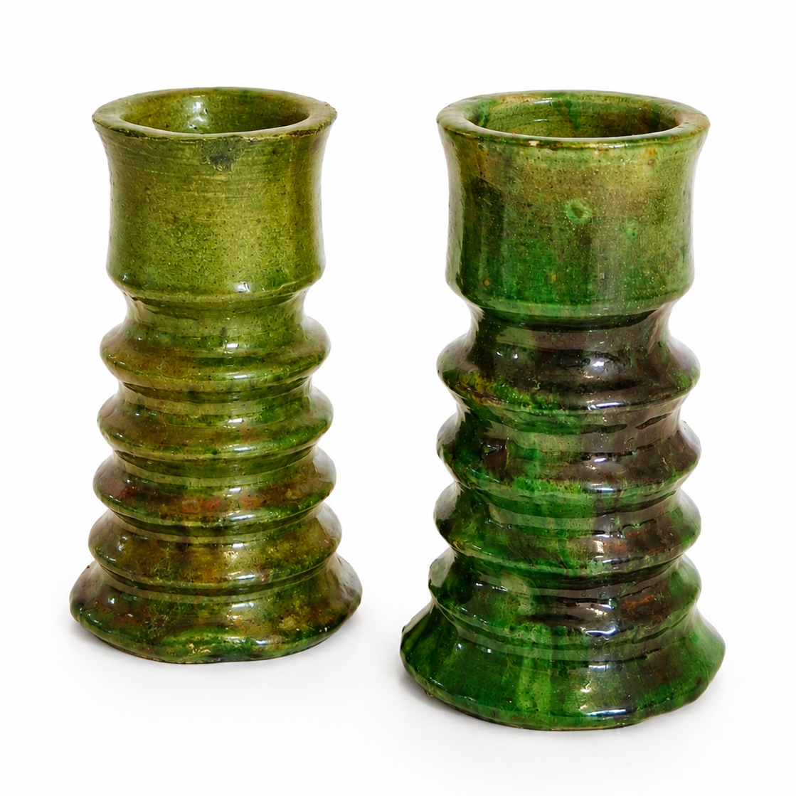 Handmade Tamegroute Green Ceramic Candle Holder – Rustic Moroccan Home Decor