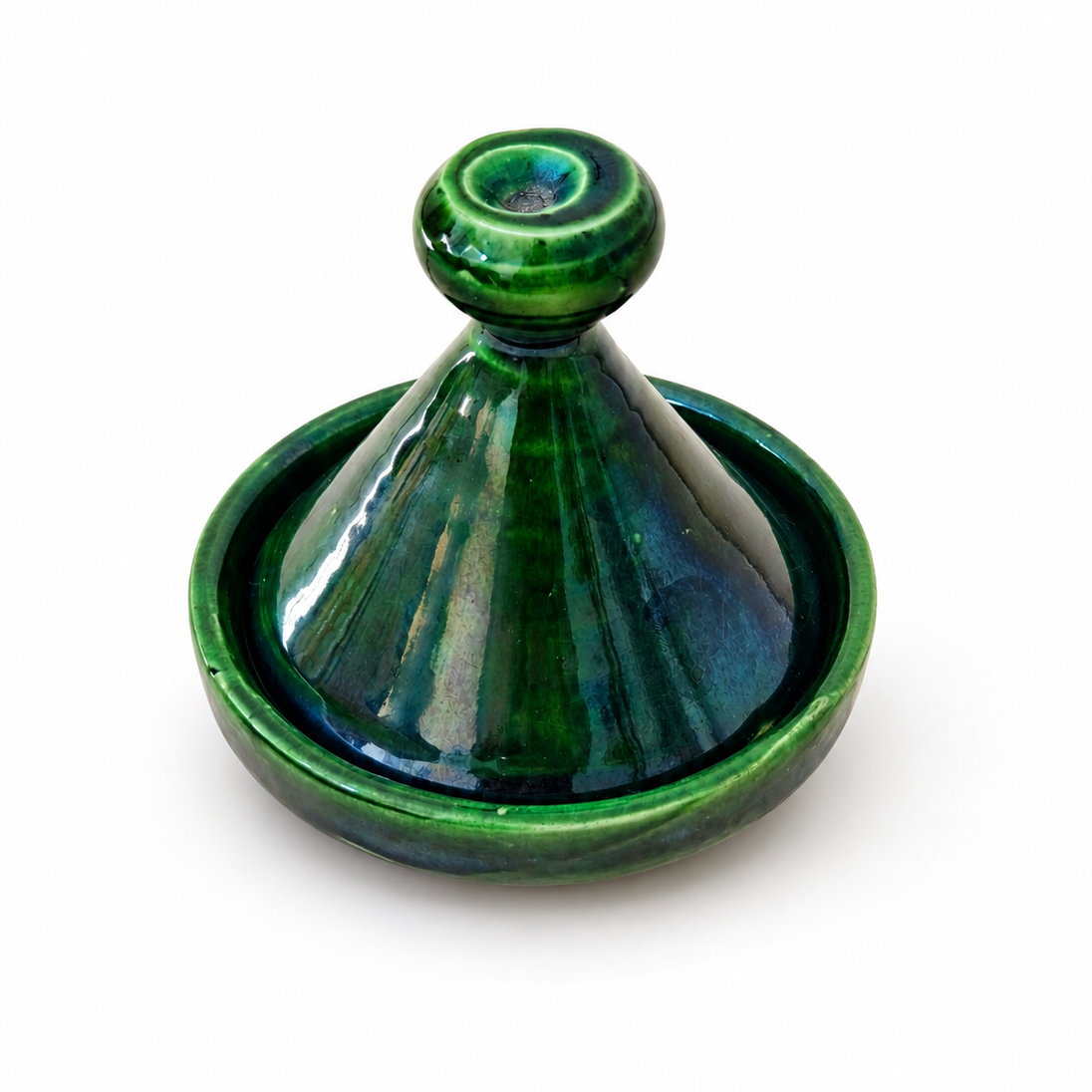 Handmade Green Tamegroute Mini Tagine – 12 cm Decorative Moroccan Ceramic