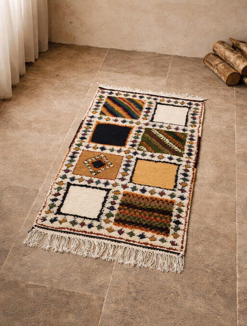 Handmade Sahara Wool Area Rug – Moroccan Berber Textile