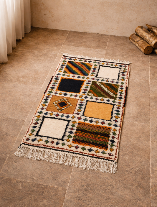 Wool Area Rug handmade in Sahara Morocco.