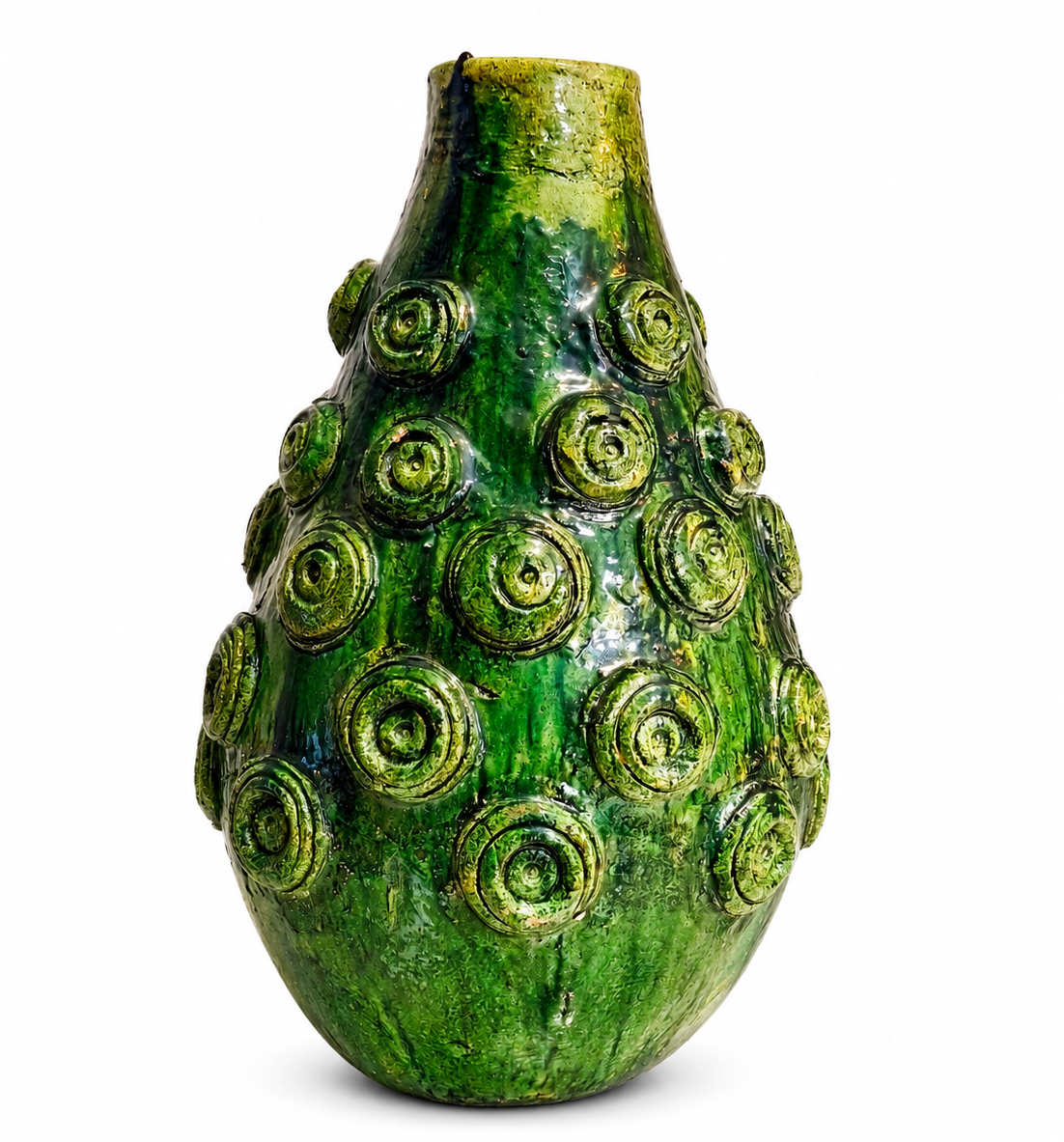 Green Tamegroute Pottery Vase – 53 cm Handmade Moroccan Ceramic