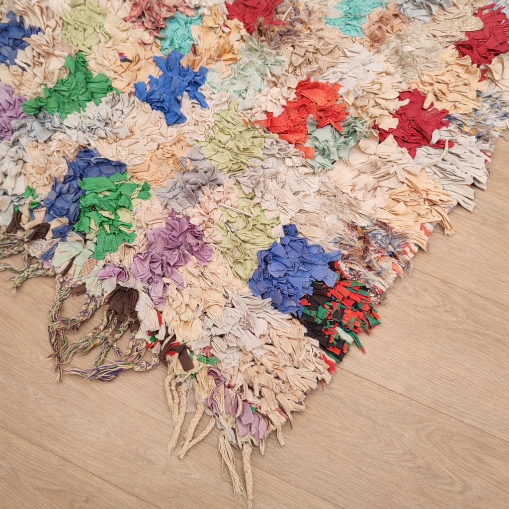 Handmade Moroccan Boucherouite Rug – Recycled Fabric Patchwork Rug