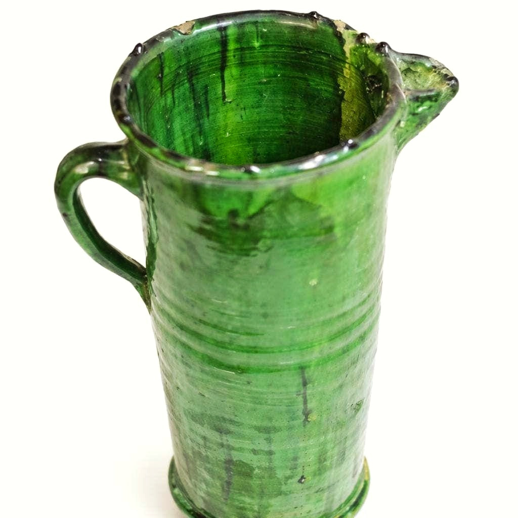Handmade Moroccan Ceramic Green Vase – 35 cm Authentic Tamegroute Pottery