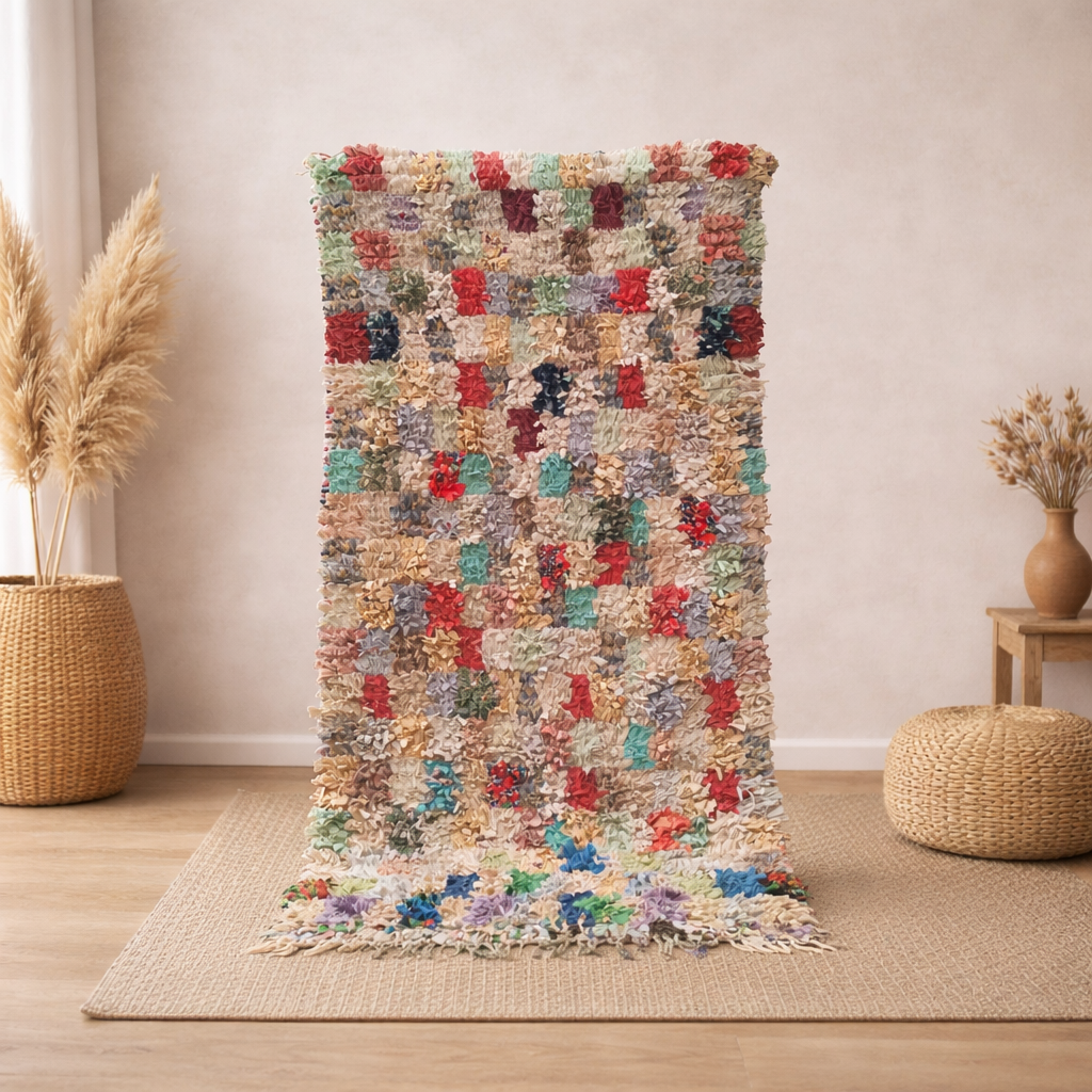 Handmade Moroccan Boucherouite Rug – Recycled Fabric Patchwork Rug