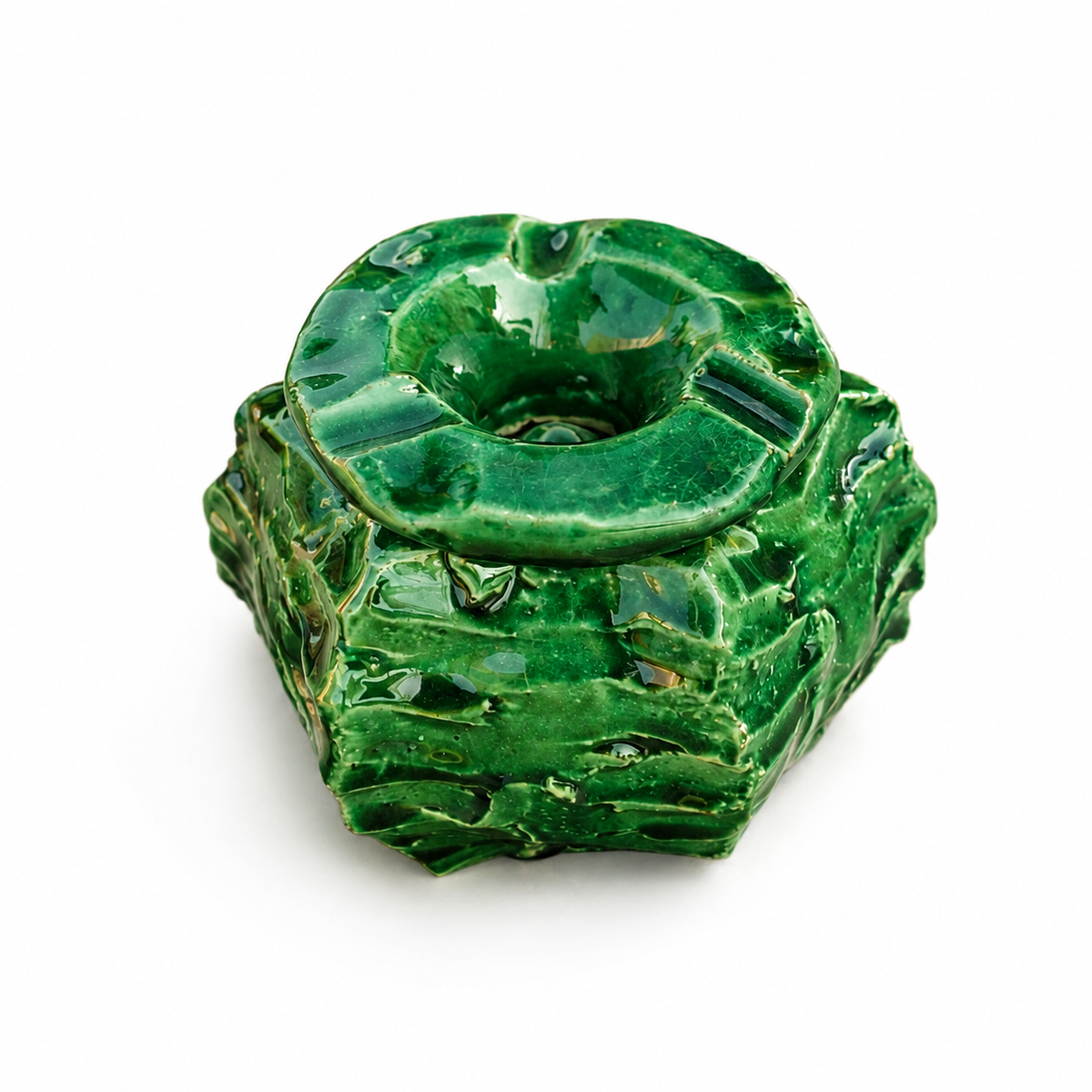 Green Ashtray, Tamegroute Cactus pottery Ashtray – Moroccan Pottery