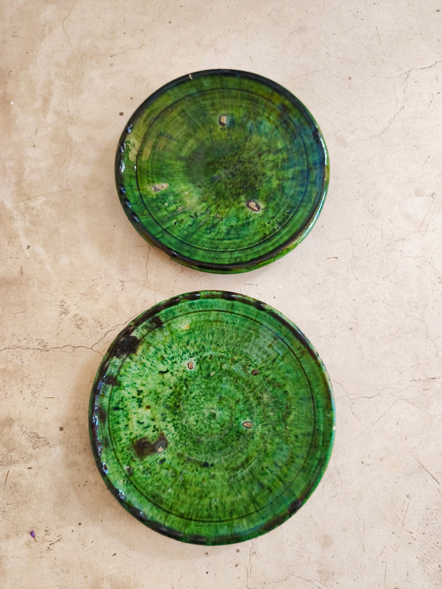 Green Ceramic plates from Morocco