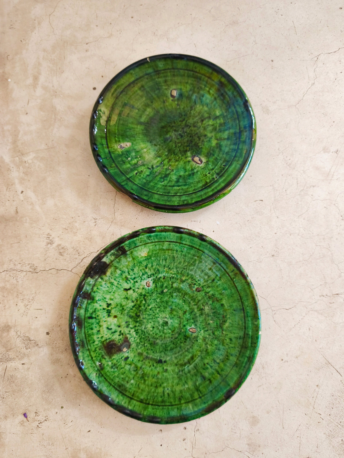 Green Ceramic plates from Morocco
