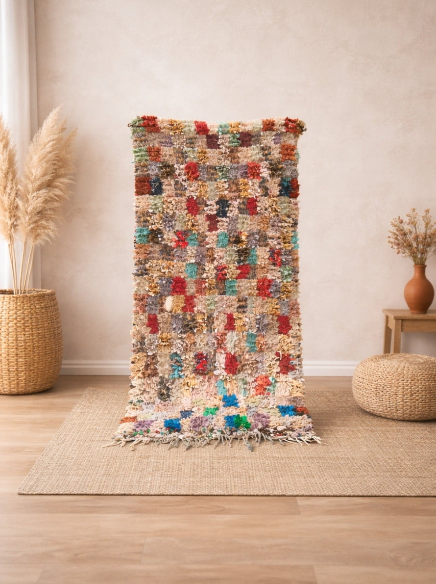 Handmade Moroccan Boucherouite Rug – Recycled Fabric Patchwork Rug