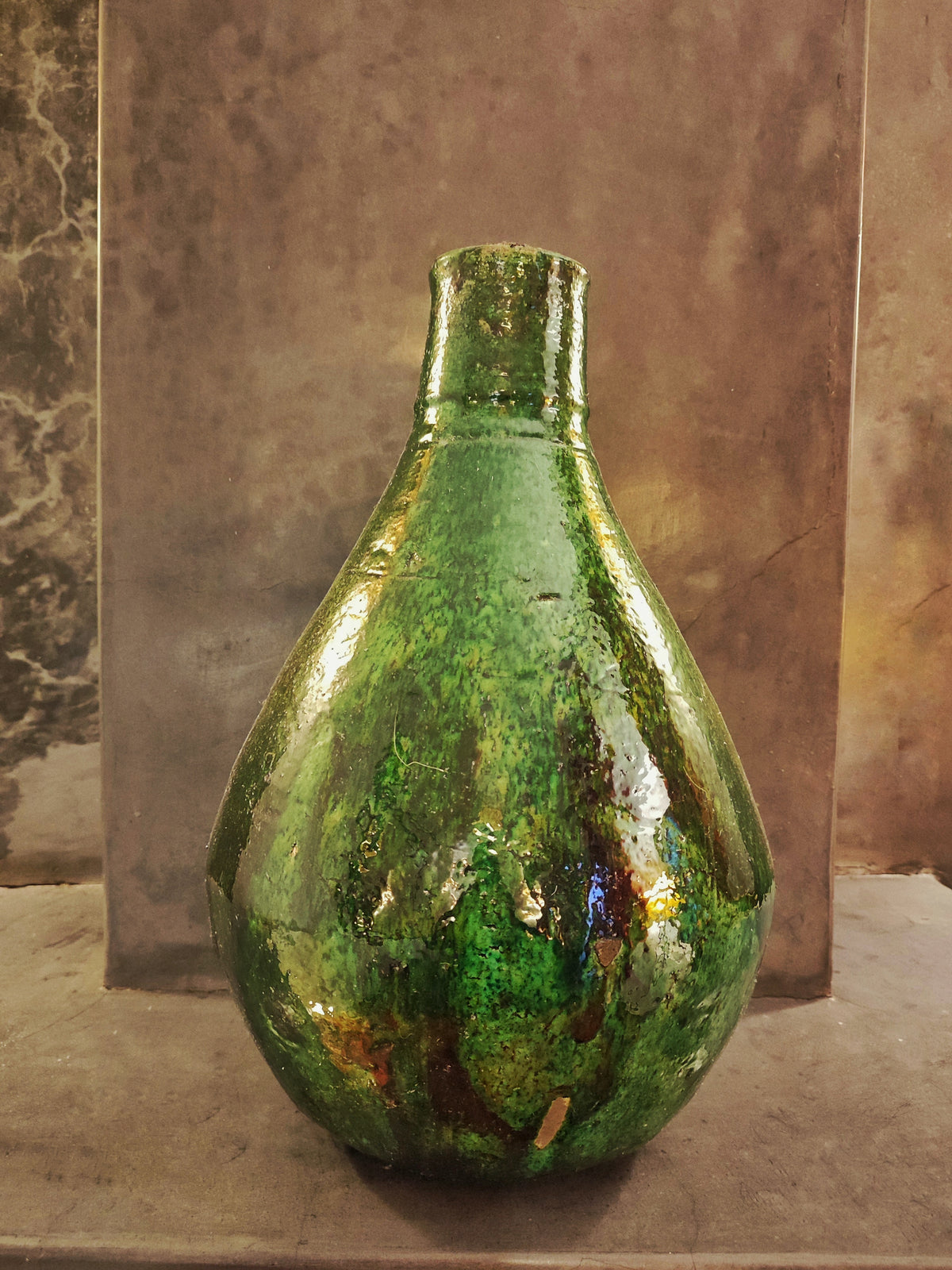Large Green Tamegroute Vase – Handmade Moroccan Pottery Home Decor