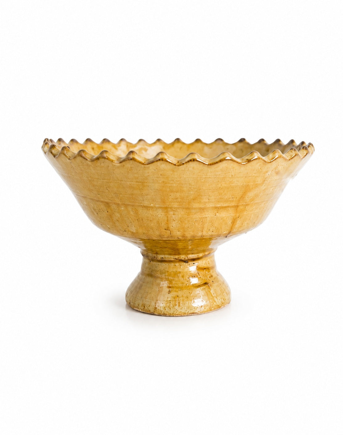 Handmade Ochre Tamegroute Ceramic Bowl – Authentic Moroccan Pottery