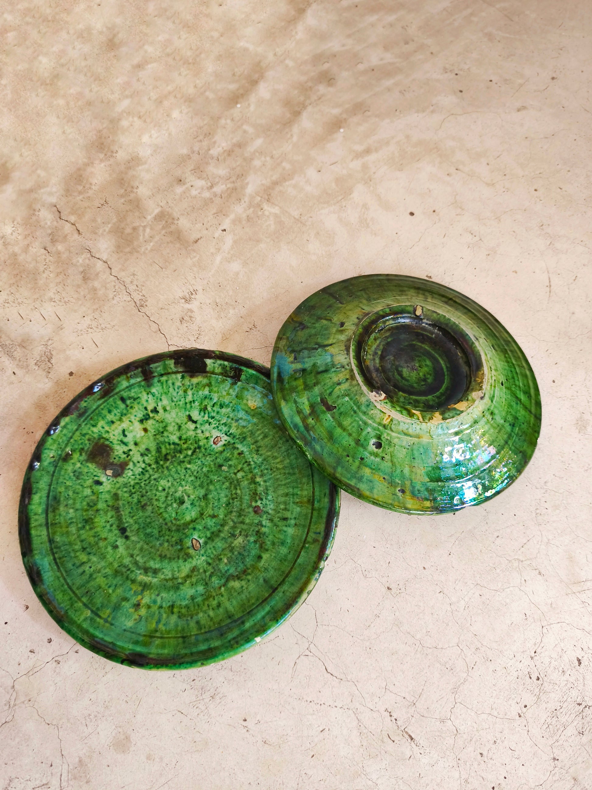 Handmade Authentic green  ceramic Plates.