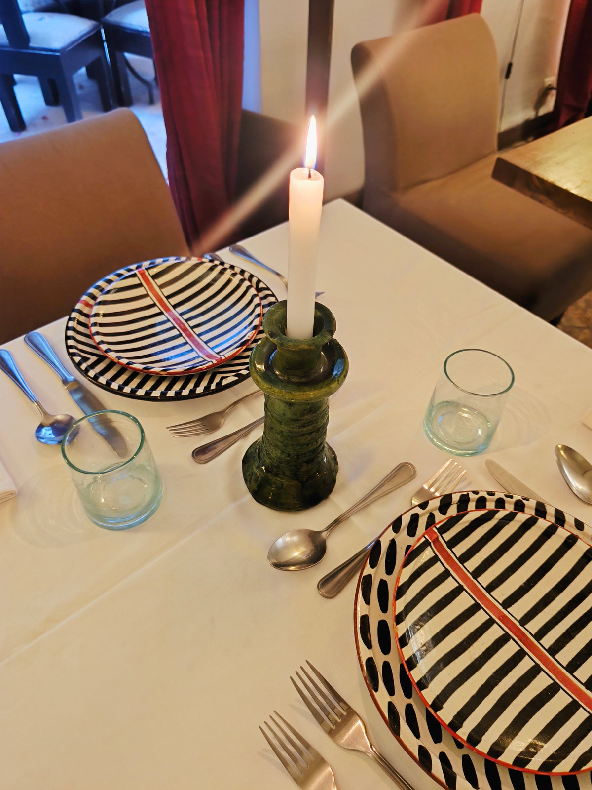 Handmade Tamegroute Green Ceramic Candle Holders – Rustic Moroccan Home Decor