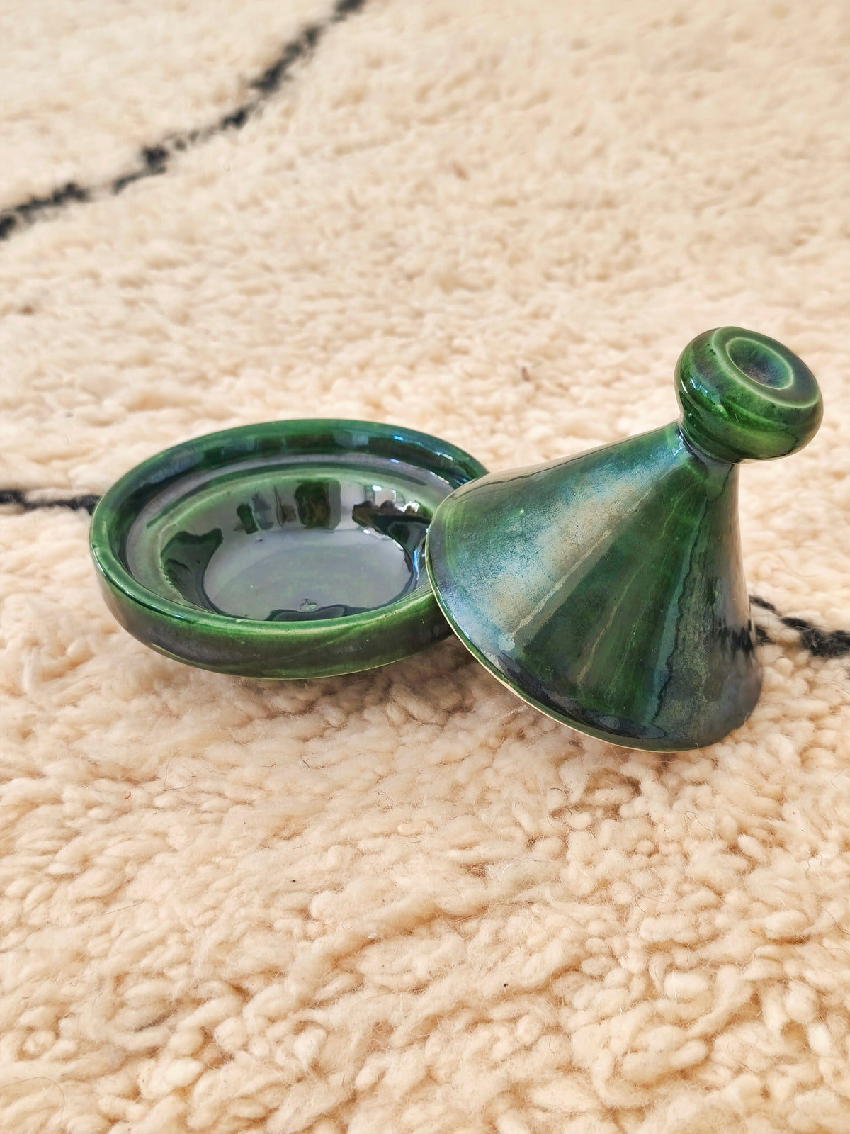 Handmade Green Tamegroute Mini Tagine – 12 cm Decorative Moroccan Ceramic